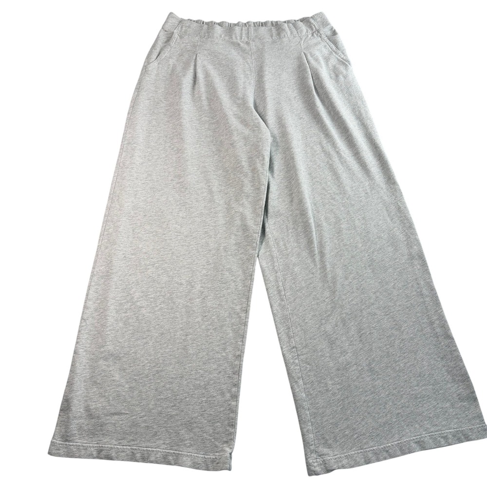Aerie Wide Leg Lounge Pants Womens L Grey 100% Cotton Casual Elevated Luxe Chic - Picture 2 of 10
